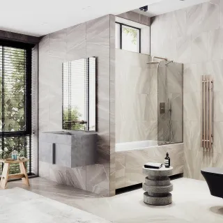 Шторка на ванну MaybahGlass MGV-66-2у 40см бронза